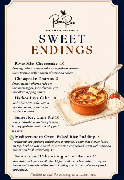 RiverRise Sweet Endings Dessert Menu